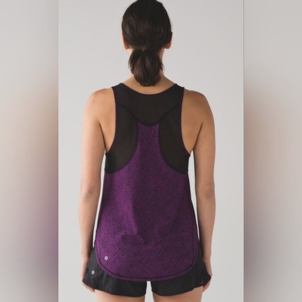 Lululemon Sculpt Tank II Aurora Loose Purole Mesh Back Cut-Out Shirt  Size 4